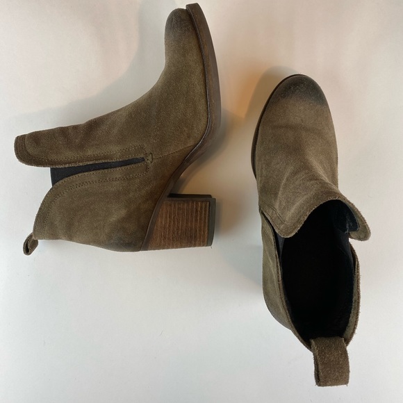 Hunter Green Suede Bootie Heels - Picture 5 of 7